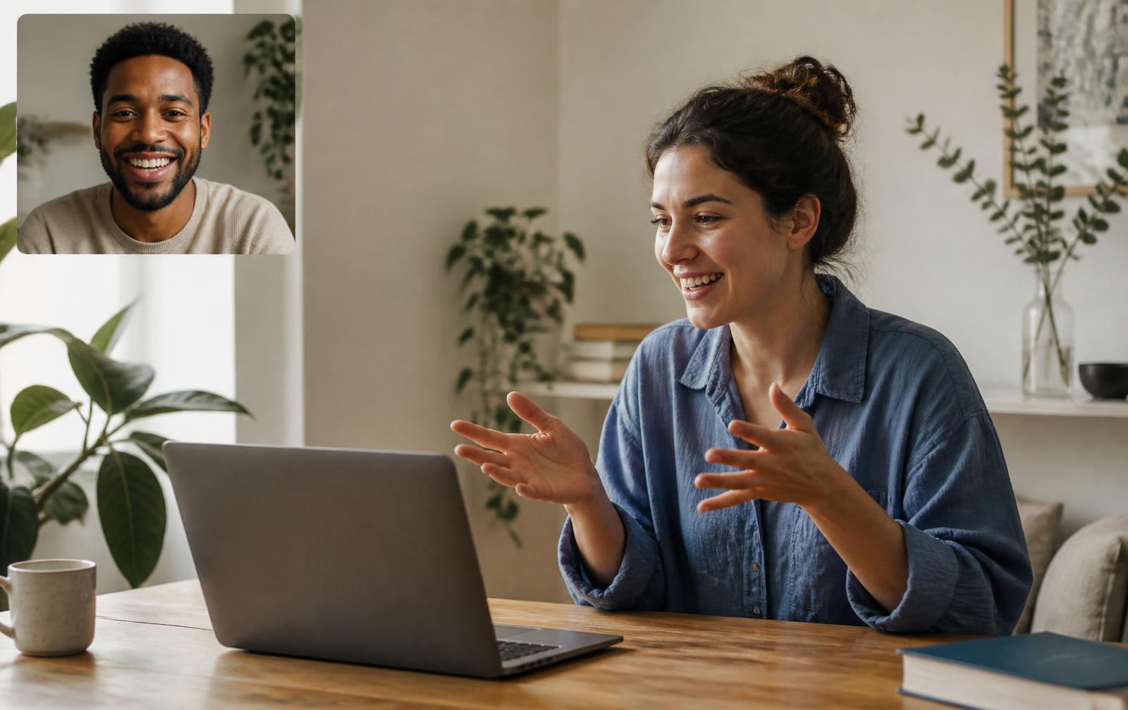A Lynxio Studio strategist on a friendly video call with a client